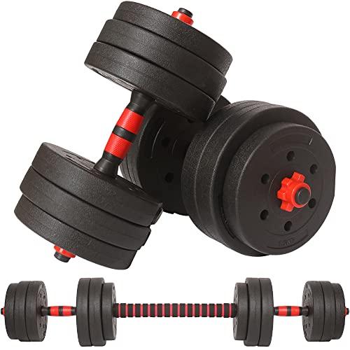 BAKAJI Set Manubri Regolabili 2 in 1 con Bilanciere - 25kg