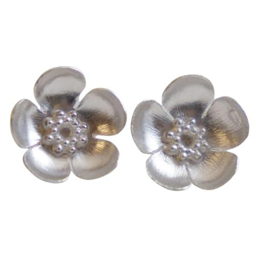 Orecchini a Bottone Fiore di Ranuncolo in Argento Sterling 925