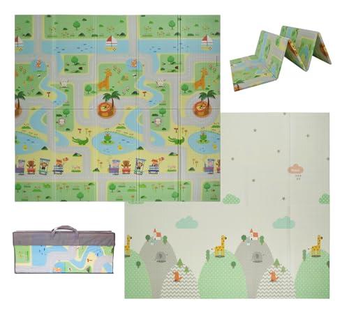 VeloVendo® - Tappeto Gioco Bambini Pieghevole e Reversibile 180x200x1cm - XPE Animali