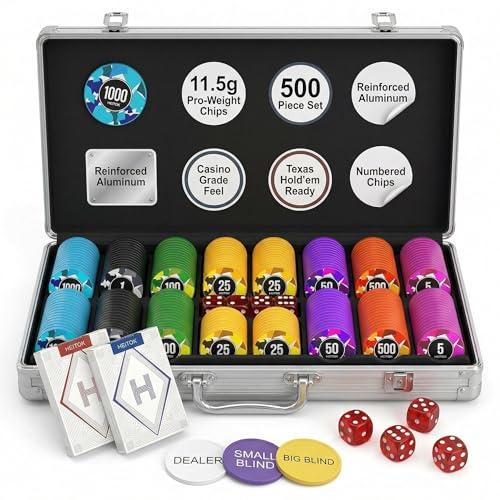 HEITOK Set da Poker 500 Fiches Numerate 11,5g