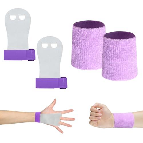 Scettar Set di Polsini e Manopole per Ginnastica Artistica - Protezione e Performance per Giovani Atleti (Viola)