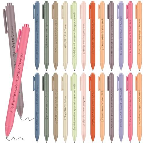 Tenare Set di 24 Penne a Sfera Motivazionali con Citazioni in Italiano