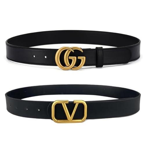Set di 2 Cinture da Donna GXGM in PU con Fibbia Dorata