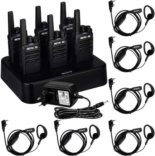 Retevis RT668 Walkie Talkie Professionali - Set da 6 con Caricatore Multiplo e Auricolari