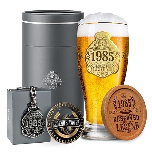 CROWNLY CRYSTAL® 1985 Bicchiere da Birra 40 Anni Personalizzato - Regalo Uomo