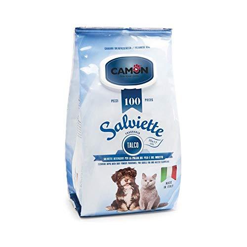 CAMON Salviette Detergenti al Talco per Cani 100 Pezzi