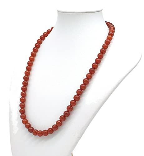Collana Girocollo Unisex in Corniola, Pietra Naturale, Fatta a Mano