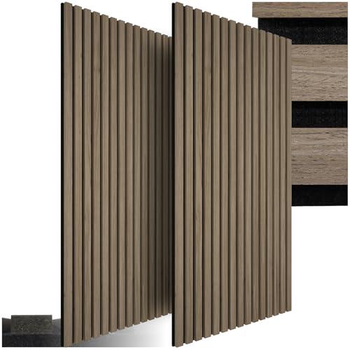 TecTake® Set di 2 Pannelli Acustici Effetto Legno, Pannelli Fonoassorbenti Decorativi per Pareti, Pannelli Fonoassorbenti Soffitto, Pannelli Murali, Design Moderno - Rovere Scuro