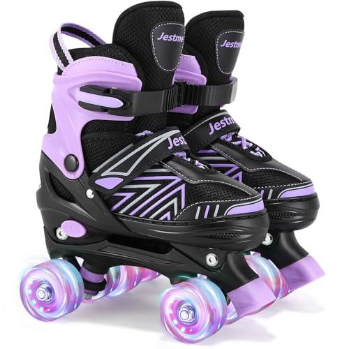 Pattini a Rotelle Bambina Regolabili con 4 Ruote Luminose