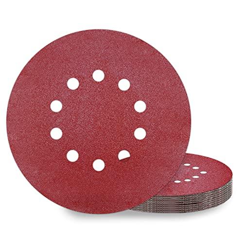 KONGMING Dischi Abrasivi 225 mm, Grana P80, 10 Fori - Set da 10