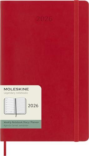 Moleskine Agenda Settimanale 2026, Large, Rosso, Copertina Morbida