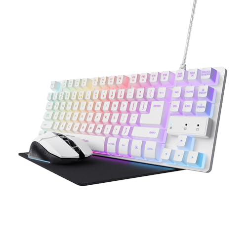 Trust Gaming GXT 794W Kit 3-in-1 Bianco - Mouse e Tastiera Gaming TKL