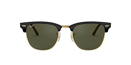 Ray-Ban Clubmaster RB3016 W0365, Occhiali da sole Unisex-Adulto, Nero (W0365 Ebony/Arista), 51 mm