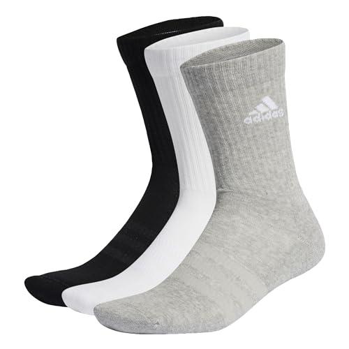 Adidas Calze Unisex Cushioned Crew 3 Paia Grigio Medio / Bianco / Nero