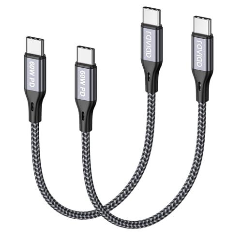 RAVIAD Cavo USB C USB C [2Pezzi 50CM], 60W Cavo USB Type-C PD 3A Ricarica Rapida Nylon Intrecciato Cavo iPhone 15 per iPhone 16 15 Pro Max, Samsung Galaxy S23 S22 S21 S20 A12 A53 Note 20, Google Pixel