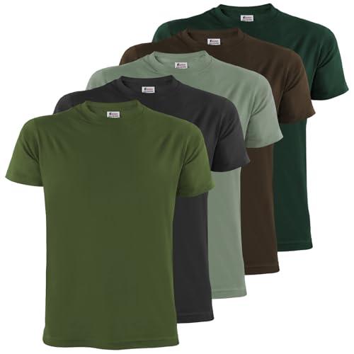 ALPIDEX T-Shirt Uomo Pacco da 5 - Girocollo, Cotone 100%