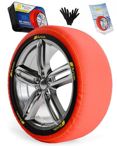 ARCOL Calze da Neve Omologate Italia EN 16662-1 - Due Catene da Neve in Tessuto per Auto. Snow Sock Taglia M per R13 - R19 (Misure per Pneumatici Dettagliate all'Interno) (Control, M)