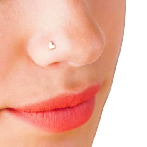 Mini Cuore d'Oro Piercing Naso Acciaio Inossidabile