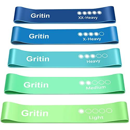Gritin Elastici Fitness, [Set di 5] Bande Elastiche di Resistenza