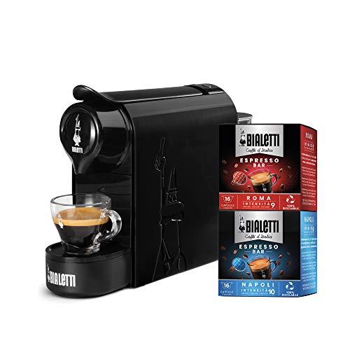 Bialetti Gioia Macchina Caffè Espresso con 32 Capsule - Nero