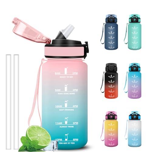 Grsta Borraccia Motivazionale 500ml con Cannuccia e Indicatore Orario