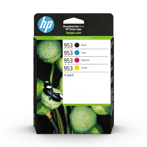 HP 953 Nero, Ciano, Giallo e Magenta, ‎6ZC69AE, Confezione da 4 Cartucce Originali, Compatibili con Stampanti OfficeJet Pro serie 8710, 8720, 8730, 8740 e 7740