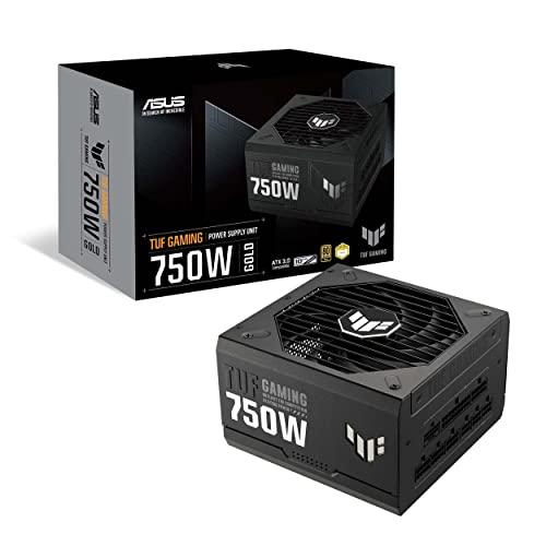 ASUS TUF Gaming 750W Alimentatore PC, 80Plus Gold, ATX12V, Ventola Axial-Tech, 15x15x8.6 cm, 1 x 20-24Pin, 2 x CPU 4+4, 4 x PCI-E 6+2, 8 x Sata, 4 x Periferiche, Tasto On-off, Nero
