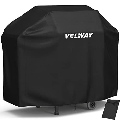 Velway Copertura Barbecue da Esterno, Telo Copri Barbecue Impermeabile, Copri BBQ, Anti Polvere Neve Pioggia Feci di Uccelli Sole, 147x61x117cm, Nero