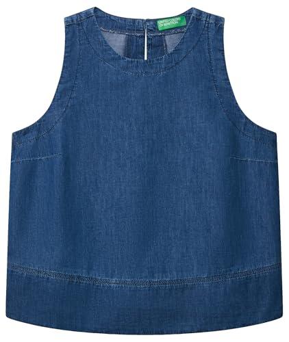 United Colors of Benetton Blusa Chambray Smanicata con Balza