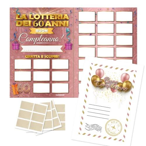 Maxi Gratta e Vinci Personalizzato Gioco Compleanno – Idea Regalo Lotteria del 60enne Versione A3 - Calendario Auguri Grattabile 60 Anni Per Invitati - Regali Divertenti 60 Anni Uomo Donna Originale