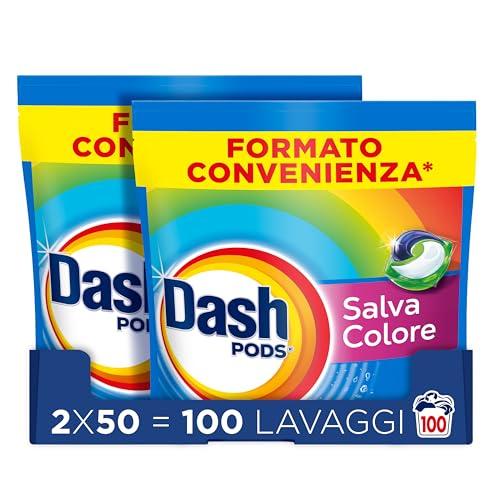 Dash Pods Salva Colore Detersivo in Capsule per Lavatrice, 100 Lavaggi