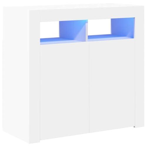 vidaXL Credenza con Luci LED Bianca 80x35x75 cm