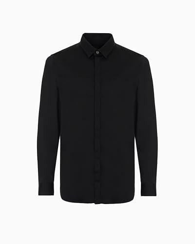 Armani Exchange Smart Stretch Satin Camicia Uomo Nera
