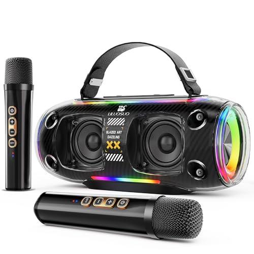 Macchina Karaoke Portatile con 2 Microfoni Wireless e Altoparlanti Bluetooth