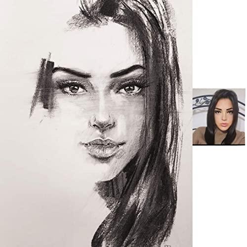 Ritratti su commissione a carboncino da foto - Formato A3