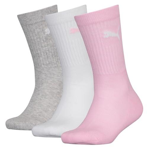PUMA Crew Calzini Unisex Bambini e Ragazzi, Rosa, 35-38 (Pacco da 3)