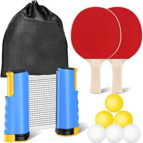 Set di Racchette da Ping Pong Professionali con Rete Retrattile e Palline