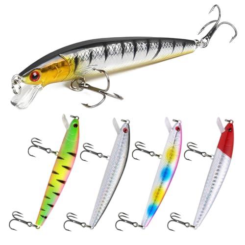 XUZOPIM 5 Esche Galleggianti Artificiali da 10cm per Black Bass e Altri Predatori
