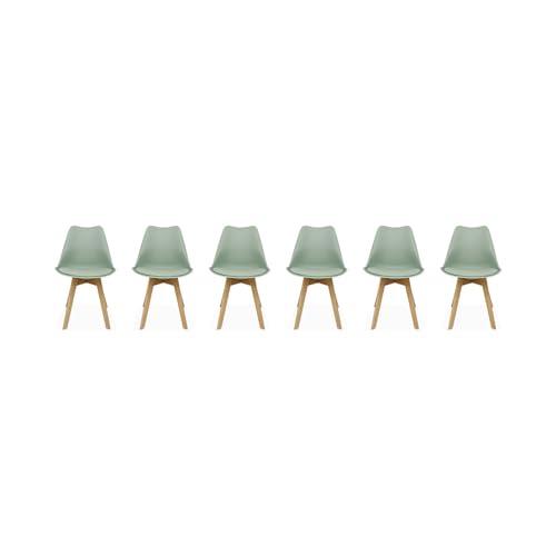 Set di 6 Sedie Scandinave Imbottite Nils - Verde Celadon
