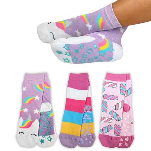 LEON D'ORO Calzini Bambina Antiscivolo Cotone - 3 Paia Made in Italy