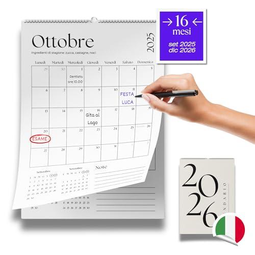 Calendario da Muro 2026 Italiano - 16 Mesi (Settembre 2025 - Dicembre 2026) - Design Minimalista