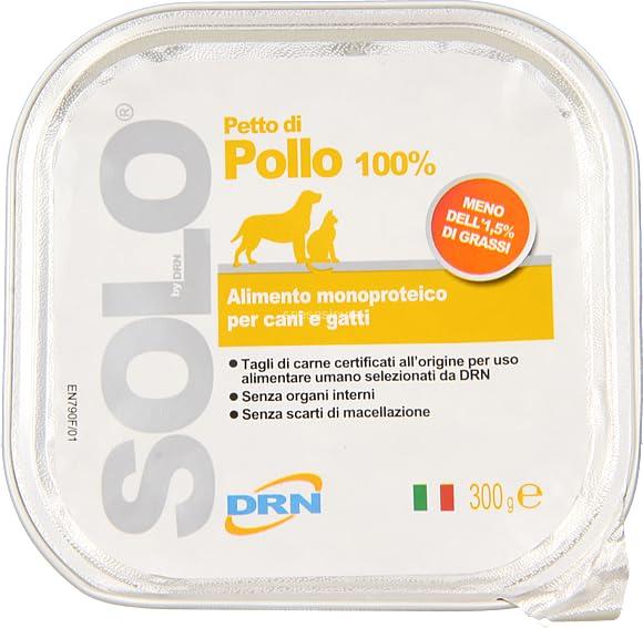 DRN Solo Petto di Pollo - Alimento Monoproteico per Cani e Gatti (18 confezioni x 300gr)