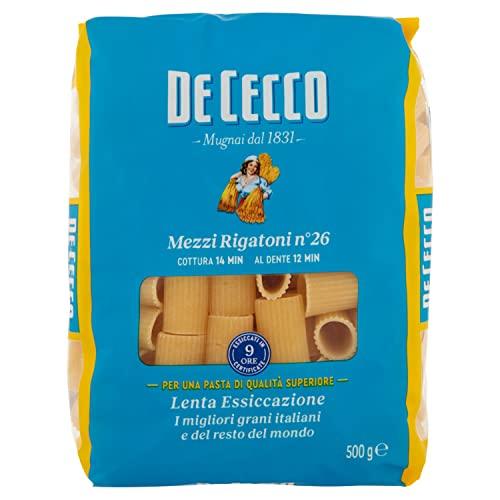 De Cecco Mezzi Rigatoni N° 26 Pasta di Semola di Grano Duro, 500g