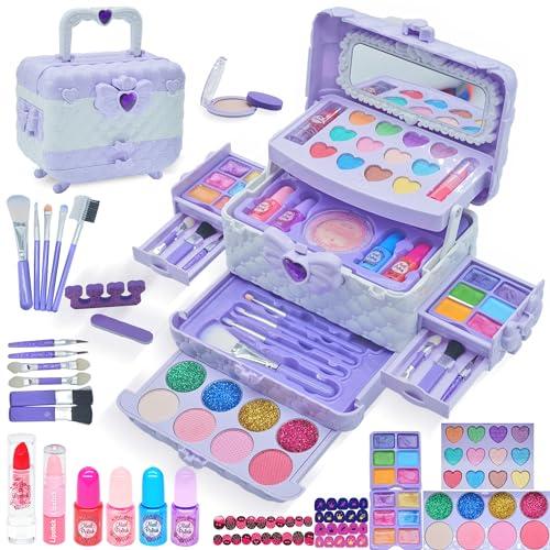 Trucchi Bambina Set, 57 pezzi Trucchi Bambina Anallergici, Lavabile Set Di Trucchi Per Bambini, Valigetta Trucchi Bambina, Giochi Bambina Natale Compleanno Regalo Bambina 3 -12 Anni (Viola Chiaro)