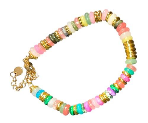 Bracciale Pietre Naturali Heishi Acciaio Inox Regolabile - Idea Regalo Originale