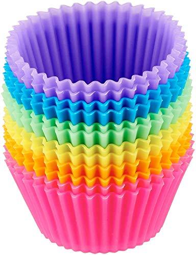 Amazon Basics Pirottini Rotondi in Silicone Riutilizzabili - Confezione da 12, Multicolore