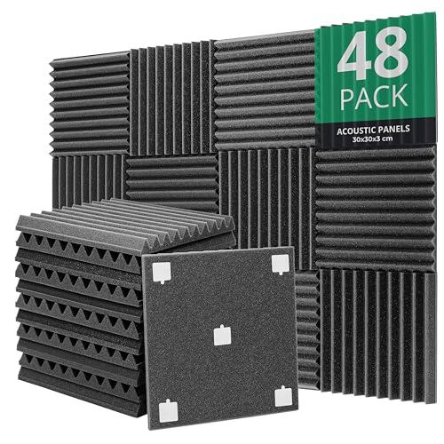 ROVSON Pannelli Fonoassorbenti 48 Pezzi - Insonorizzazione Professionale per il Tuo Spazio