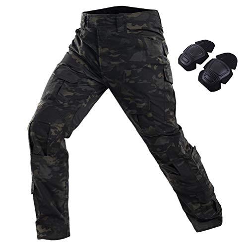 JOYASUS Pantaloni Tattici con Ginocchiere Integrate - Camo Nero