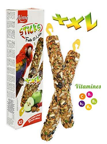 Aimé Bacchette di Frutta e Noci XXL per Pappagalli e Uccelli - 2 Unità