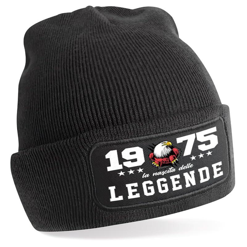 TeeDesign Berretto 50 Anni Regalo Compleanno Nascita delle Leggende Gadget - Regalo Divertente, Cappello in Maglia con Anno Nascita 50 Anni - 1975